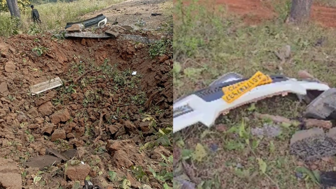 बीजापुर धमाके के बाद घटनास्थल की तस्वीरें