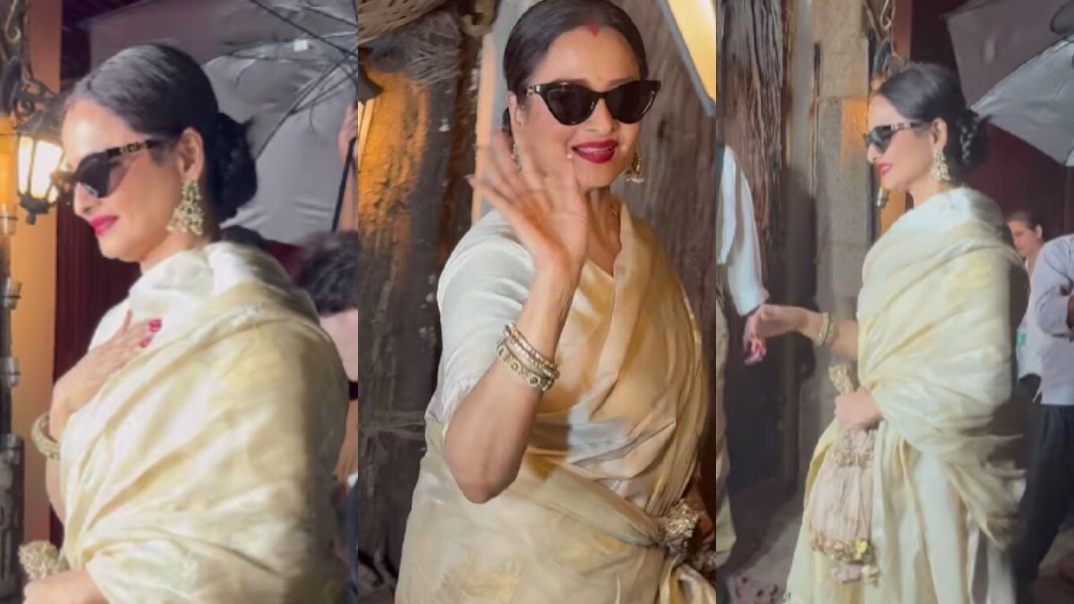 रेखा वाइट साड़ी लुक