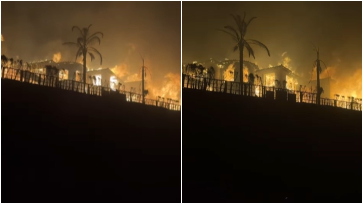 लॉस एंजेलिस में धू-धूकर जलती हवेली (सोशल मीडिया ग्रैब)