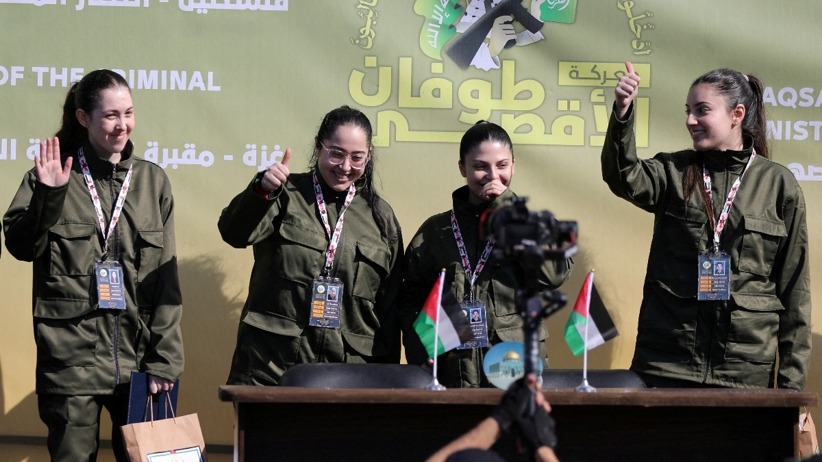 Four female Israeli soldiers, who had been held in Gaza since the deadly October 7, 2023 attack, were released by Hamas militants on Saturday. (Reuters)
