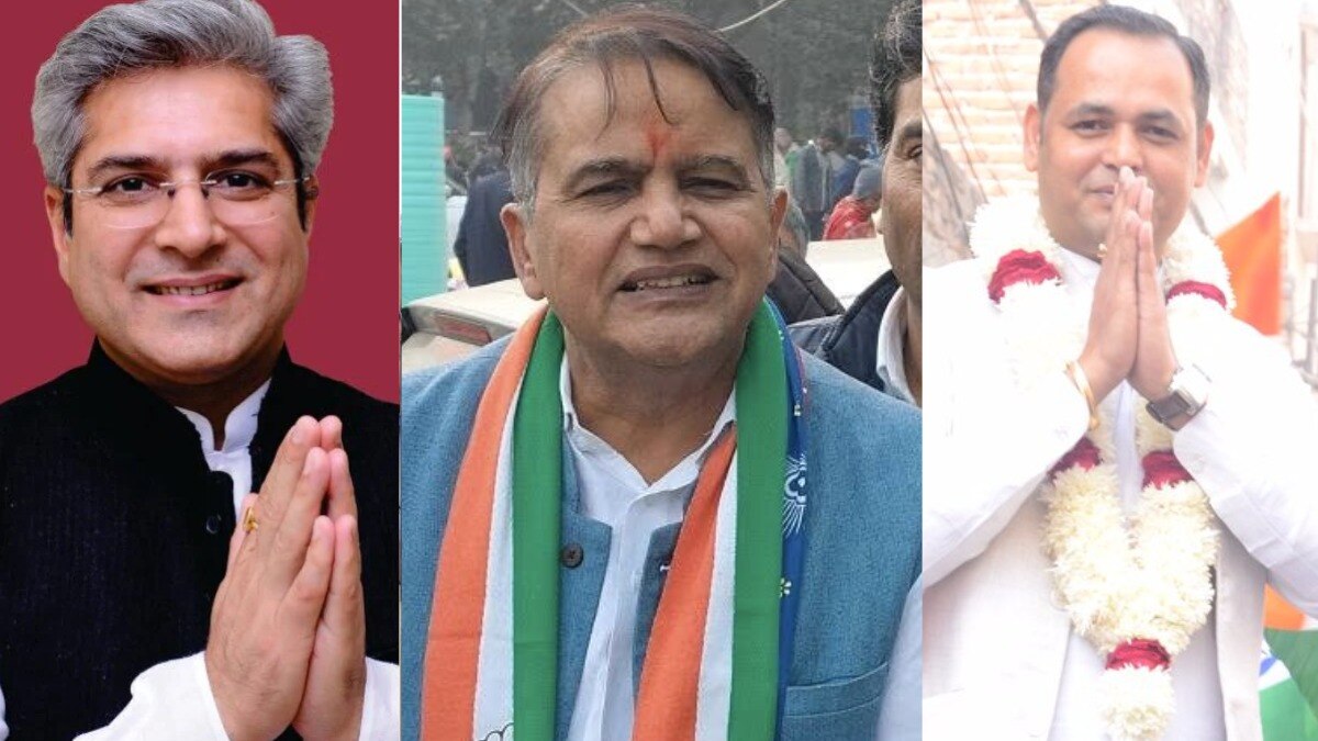 बाईं तरफ कैलाश गहलोत, बीच में देवेंद्र सहरावत और दाईं तरफ सुरिंदर भारद्वाज.