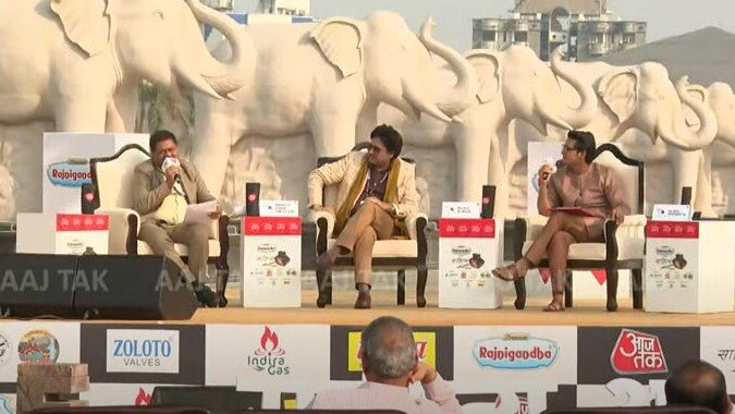 साहित्य आजतक कार्यक्रम में पहुंचे मुकुल कुमार और राकेश धर द्विवेदी.