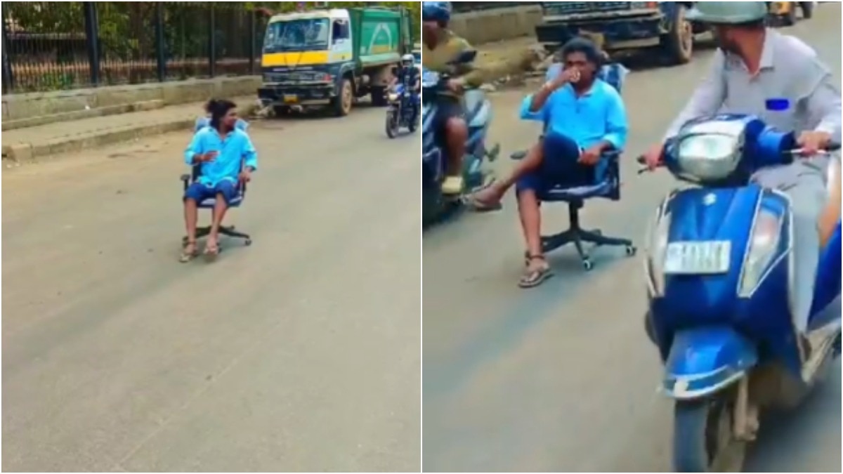 ट्रैफिक भरे सड़क पर कुर्सी लगाकर चाय पीने लगा शख्स, फिर पुलिस ने की ऐसी खातिरदारी, Video