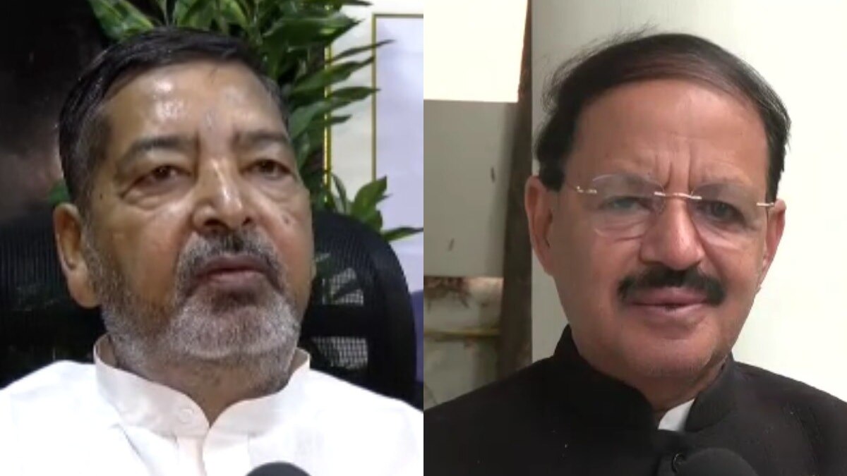 समाजवादी पार्टी नेता वीरेंद्र सिंह और कांग्रेस नेता राशिद अल्वी (फोटो क्रेडिट - एएनआई)