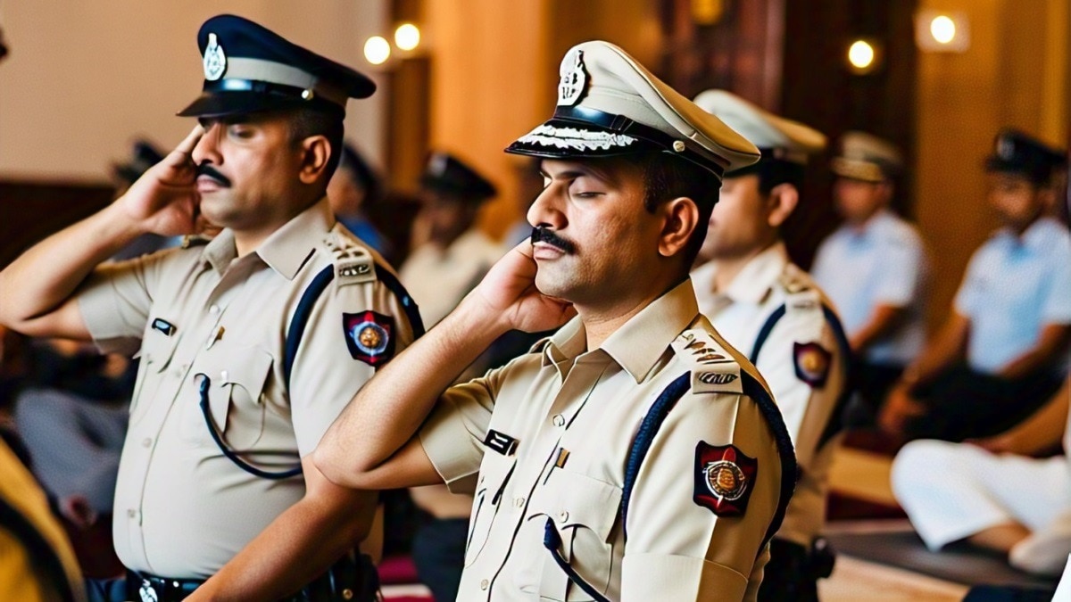 MP के पुलिसकर्मियों को मेडिटेशन ट्रेनिंग. (फोटो: META AI)