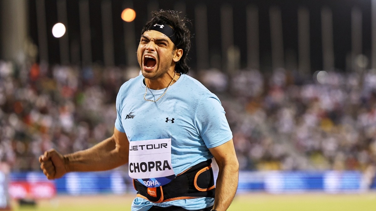 दोहा डायमंड लीग के दौरान नीरज चोपड़ा (Credit: X/Diamond_League)