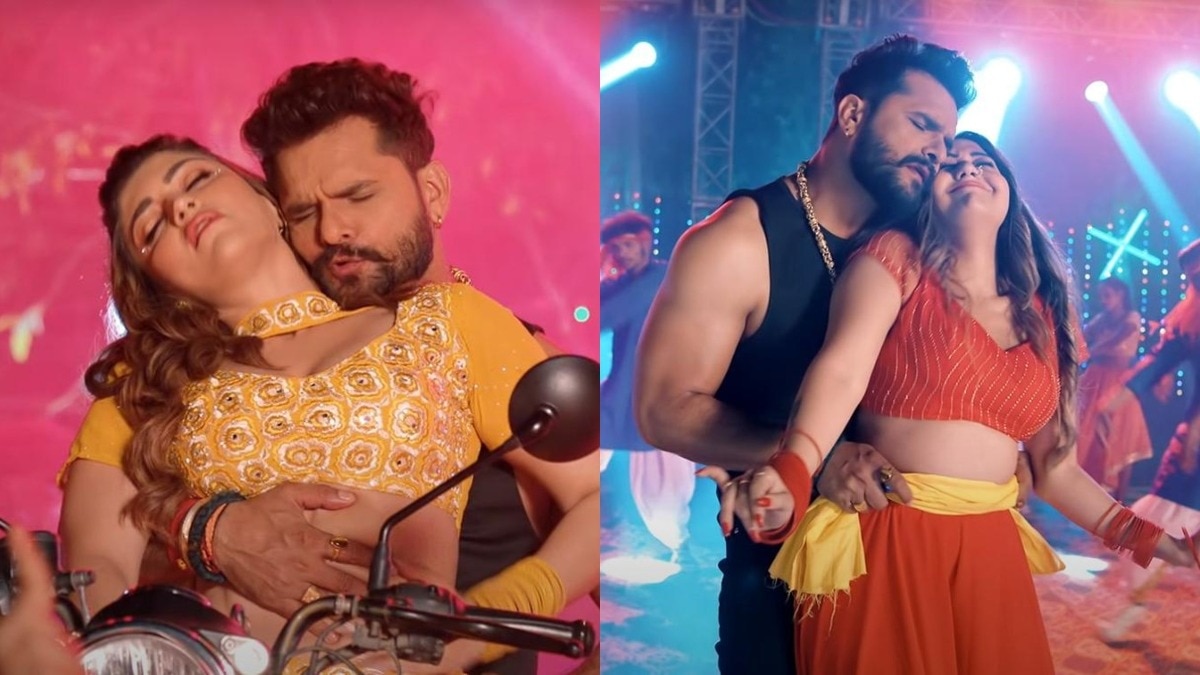 Khesari Lal Yadav, Akanksha Puri, Chahat Singh in Ahiraan Song