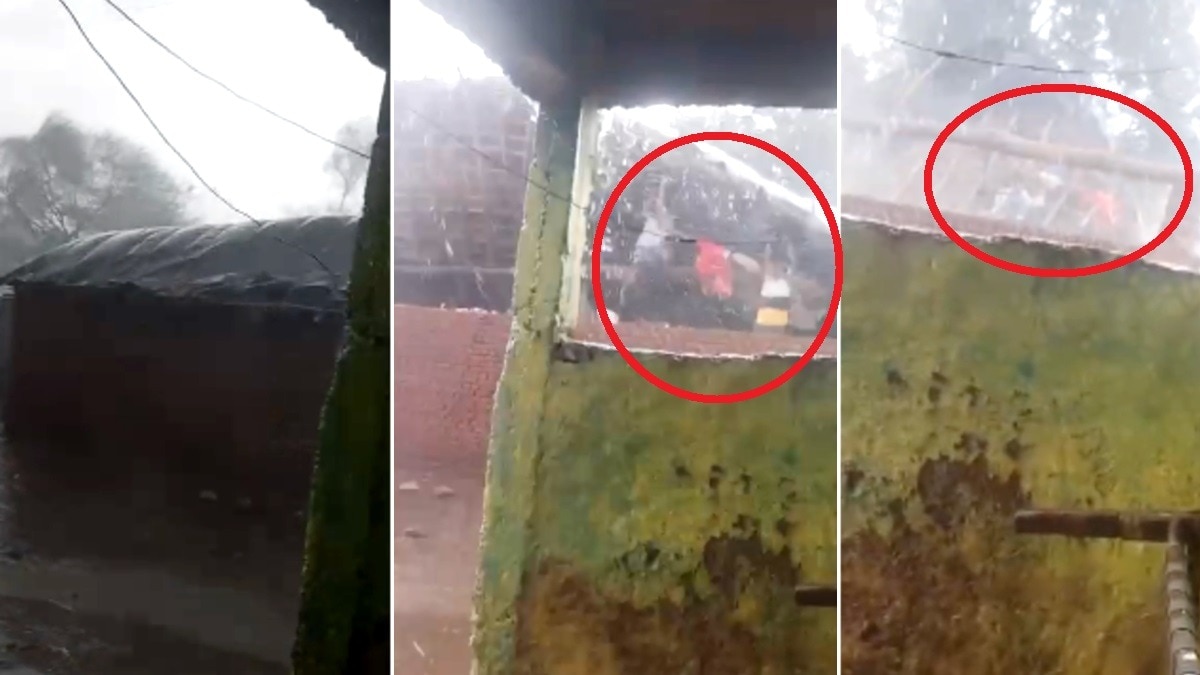  सागर में तेज आंधी के कहर से दो बच्चे हवा में उड़े.