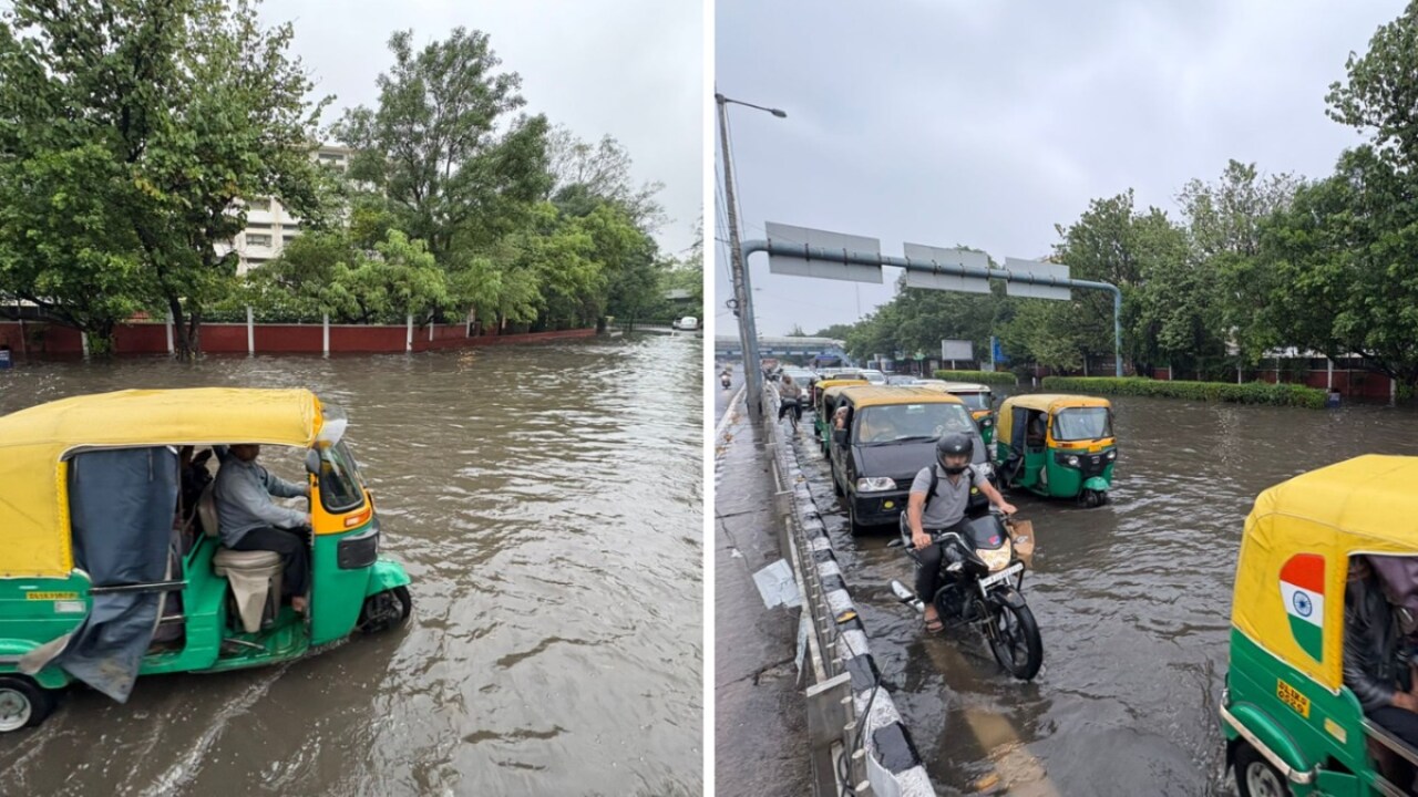 दिल्ली-NCR में बारिश का कहर... सड़कों पर भरा पानी, महंगी गाड़ियां फंसीं, 100 फ्लाइट्स पर असर, कई इलाकों में बिजली गुल, VIDEO - Rain wreaks havoc in Delhi NCR Roads ...