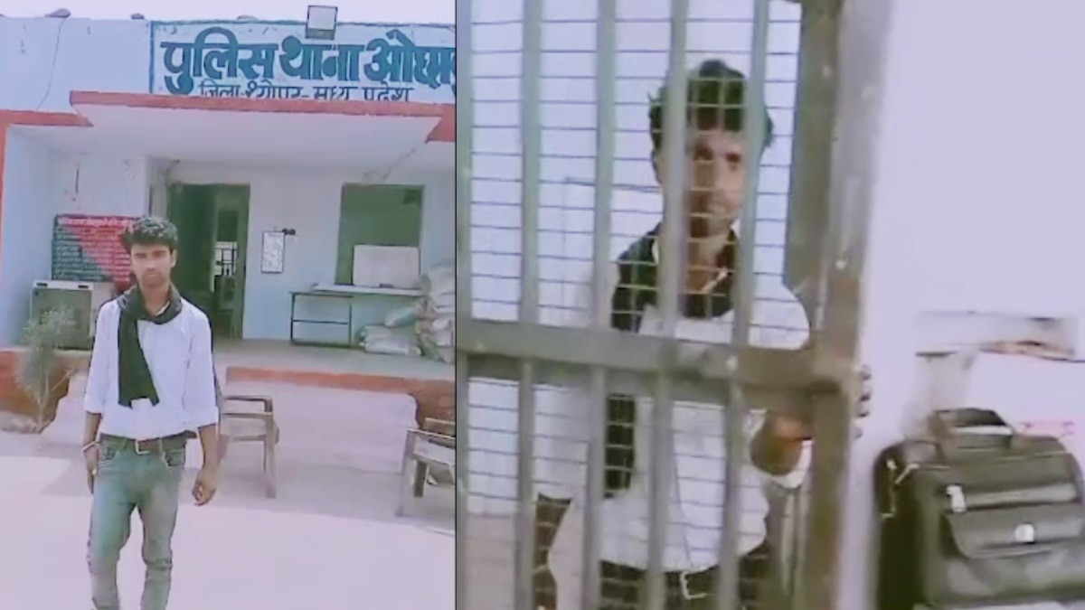 युवकों ने थाने में बनाई रील.