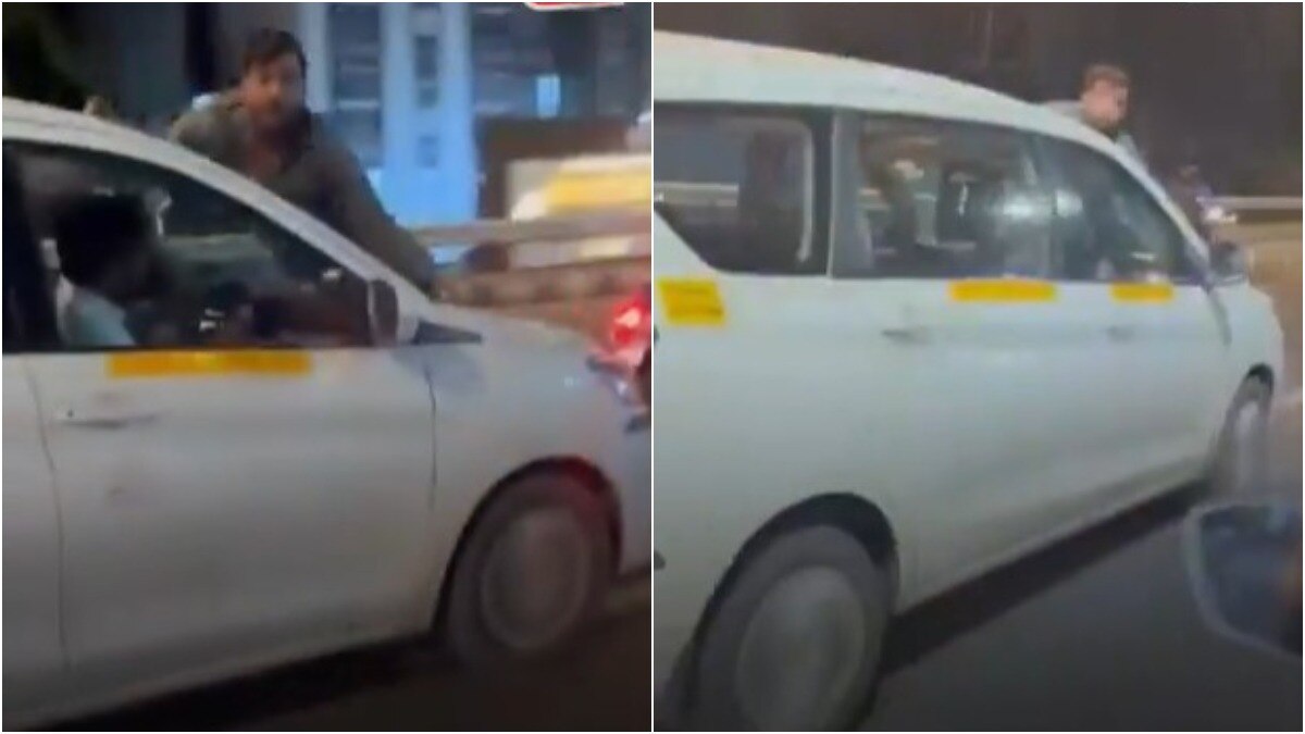चलती कार के बोनट पर लटका शख्स, फिल्मी सीन जैसा नजारा! मुंबई हाईवे से सामने आया वीडियो