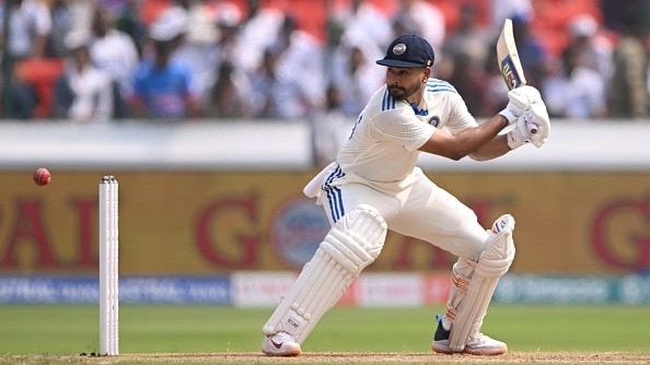 Shreyas Iyer of India bats during day two of the 1st Test Match between India and England at Rajiv Gandhi International Stadium on January 26, 2024 in Hyderabad, India.