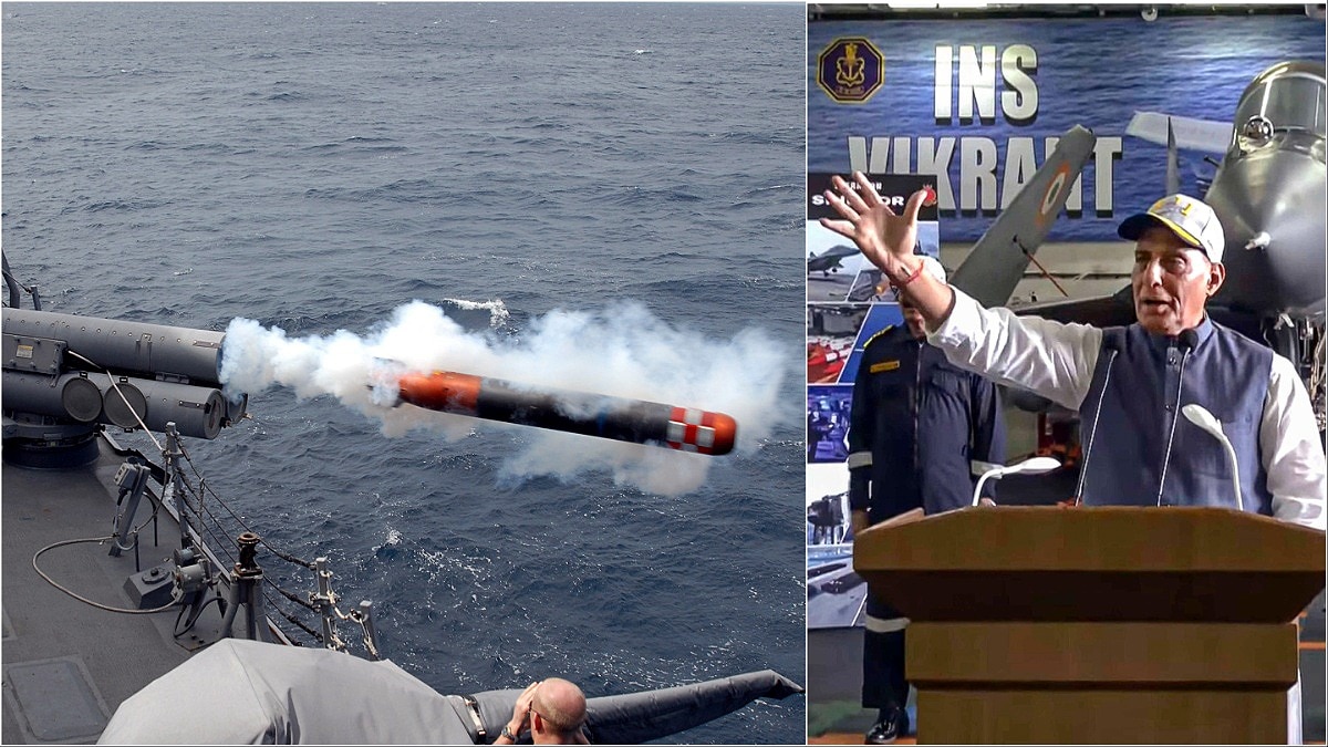 INS VIkrant Rajnath Singh warm up strike