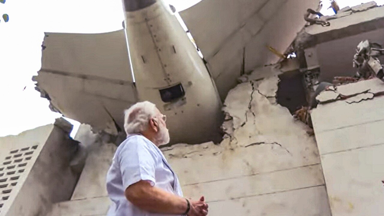 Prime Minister Narendra Modi at the Air India crash site in Ahmedabad on Friday (Photo: PTI)