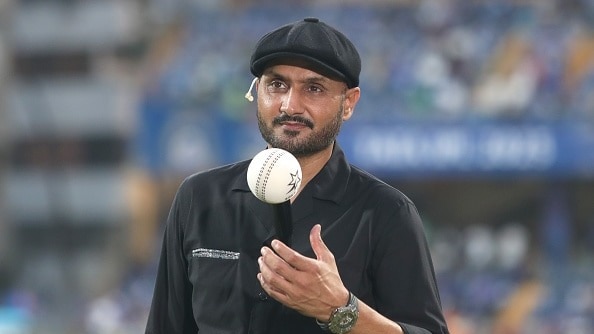 : Harbhajan Singh former Indian cricket player and TV commentator looks on prior 