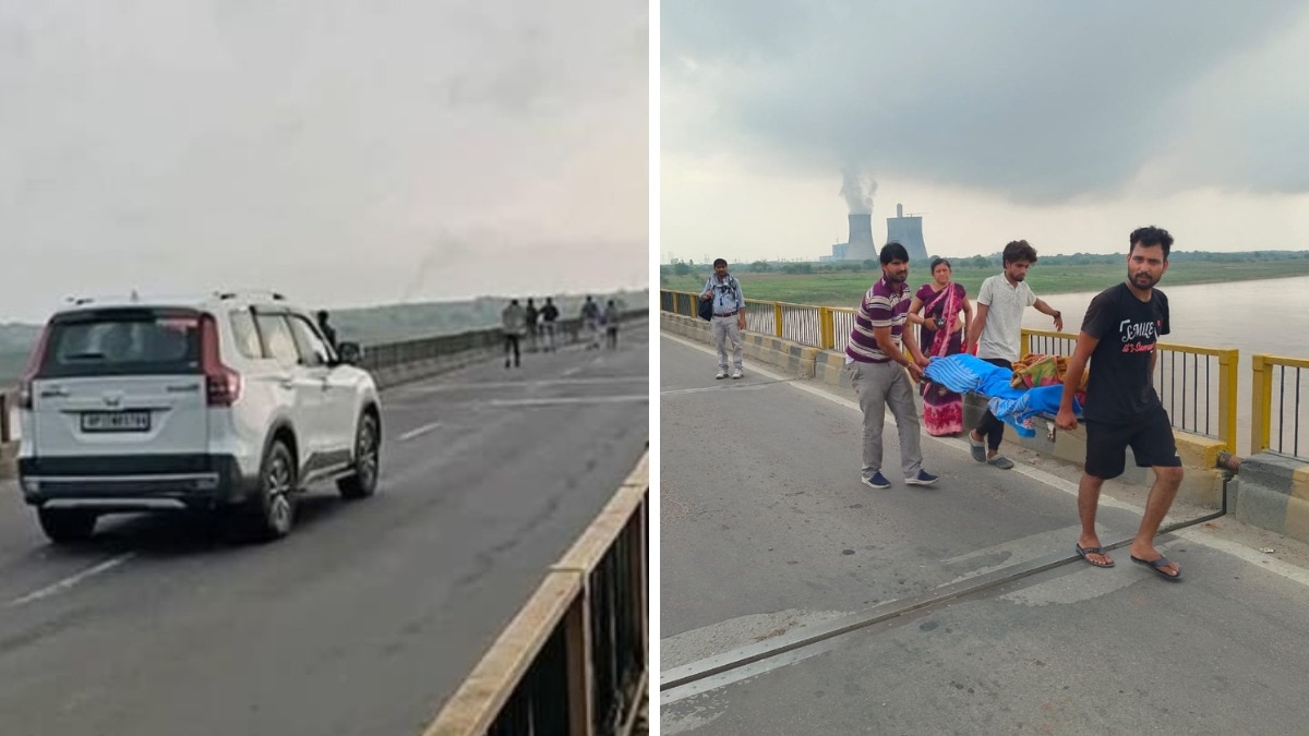 हमीरपुर में मरम्मत के लिए बंद किए गए यमुना पुल से विधायक की गाड़ी को गुजरने दिया गया, जबकि एक बेटे को अपनी मां का शव स्ट्रेचर पर ले जाना पड़ा. (Aaj Tak Photo)