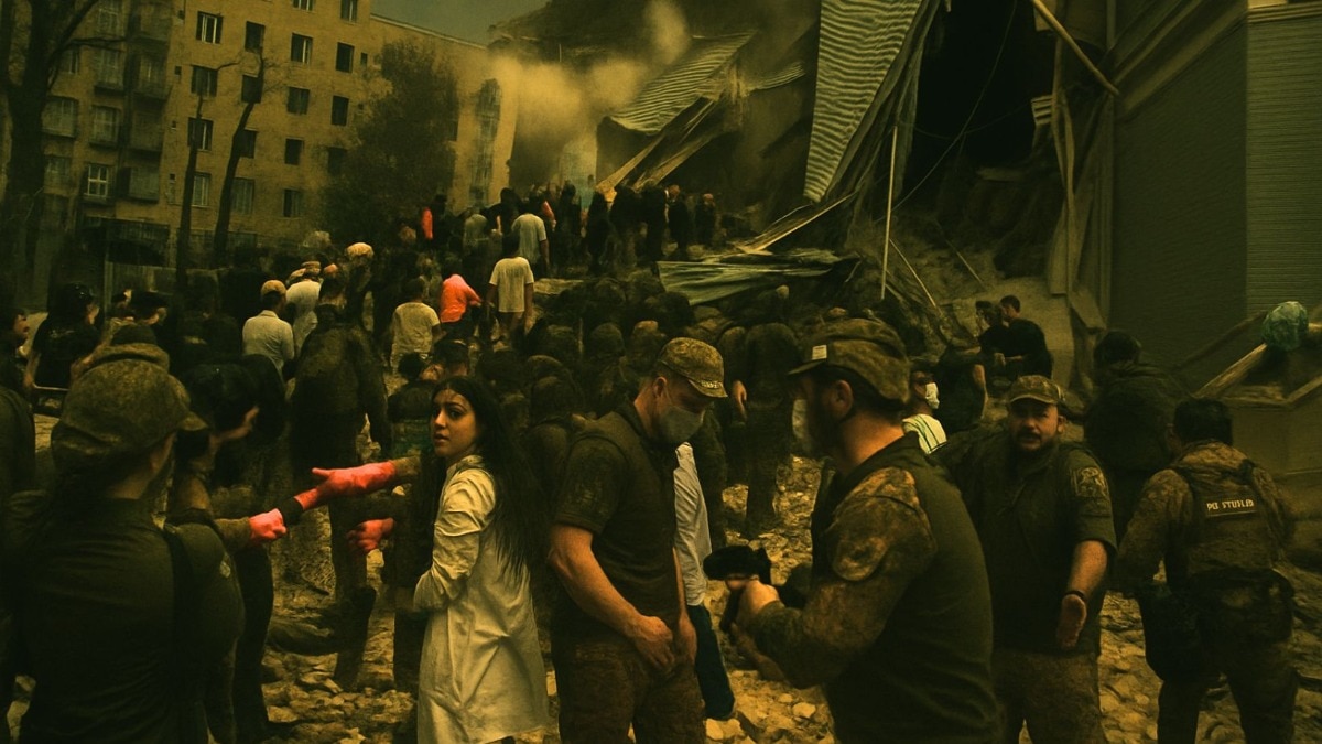 यूक्रेन पर रूसी हमले की एक तस्वीर (एडिट: AI)