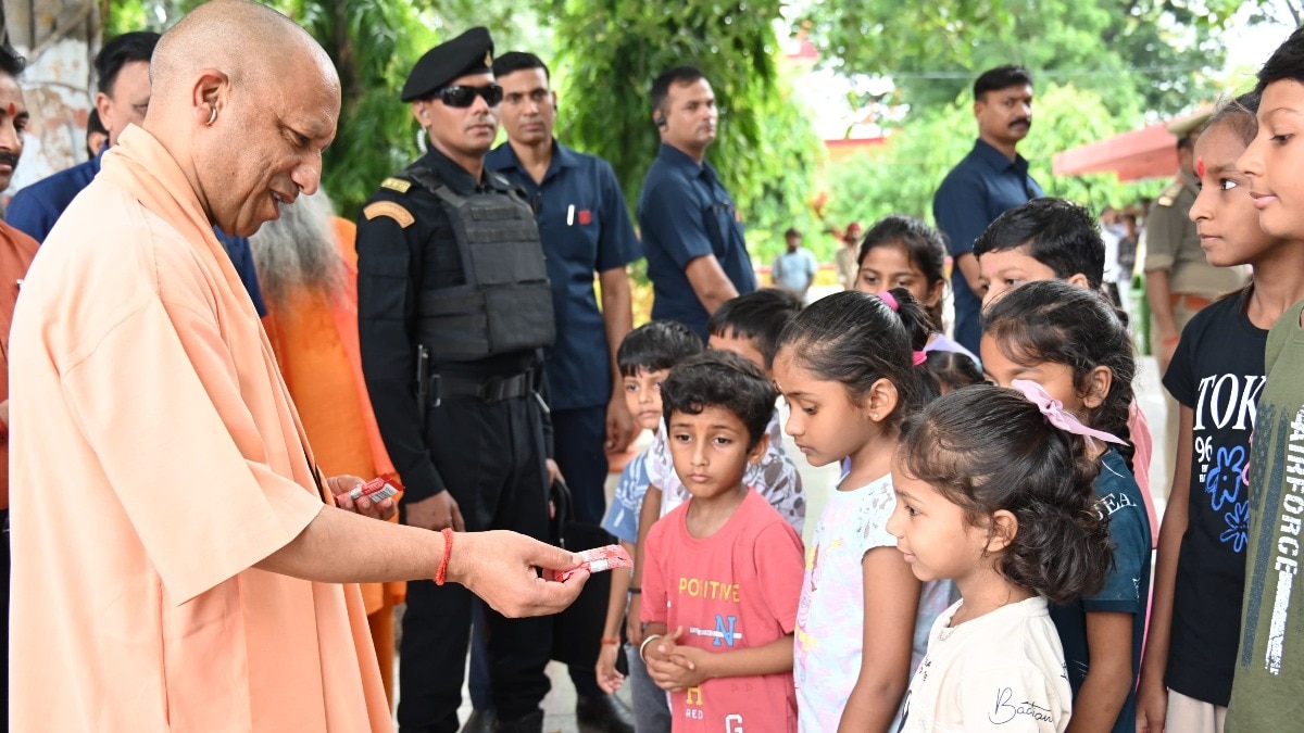 CM Yogi meets children at Gorakhnath temple complex (file photo)