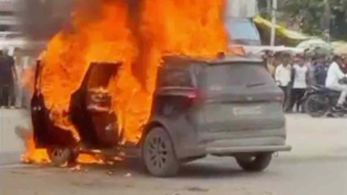 Sudden fire in a moving car