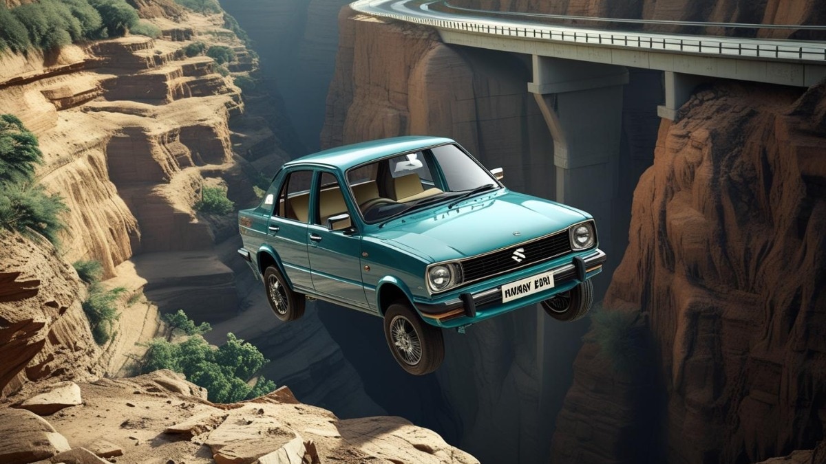 खाई में गिरी कार (तस्वीर - AI जेनरेटेड)