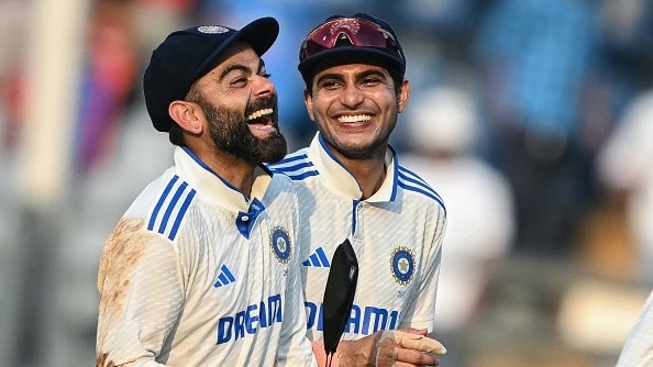 India's Virat Kohli and Shubman Gill (R) in this frame