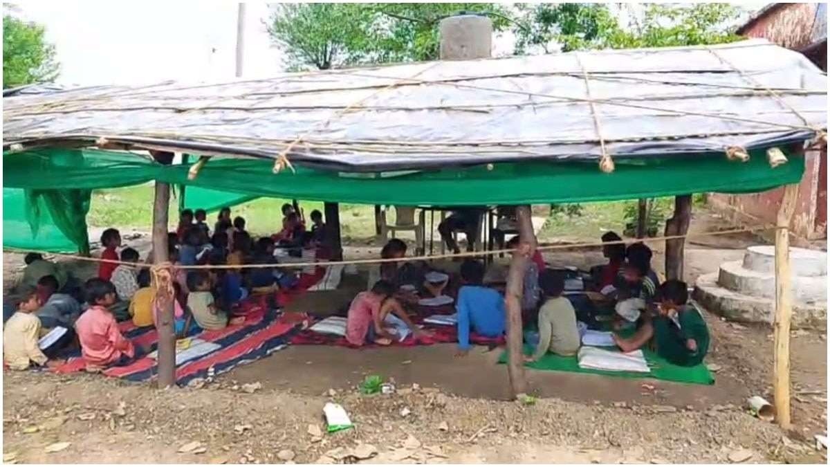 tribe area schools where students studing under shelter