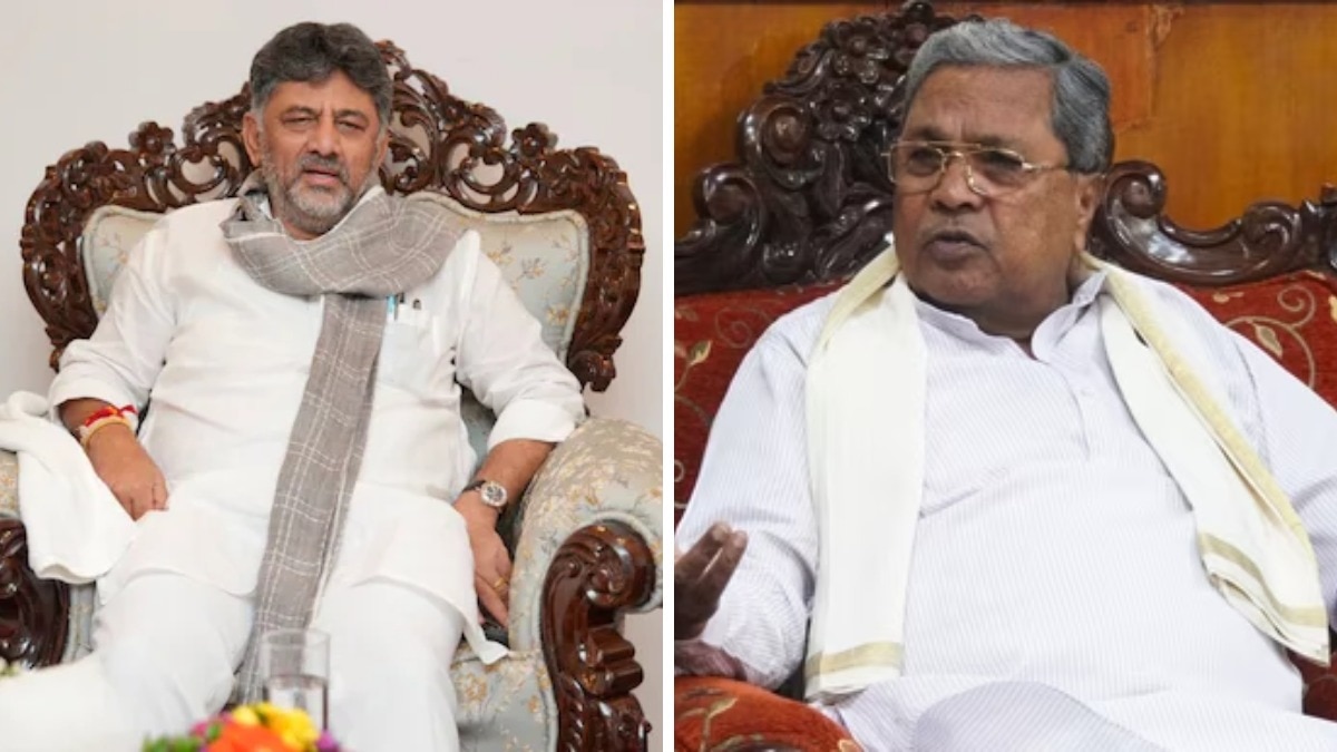 Karnataka CM Siddaramaiah (R) and Dy CM DK Shivakumar 