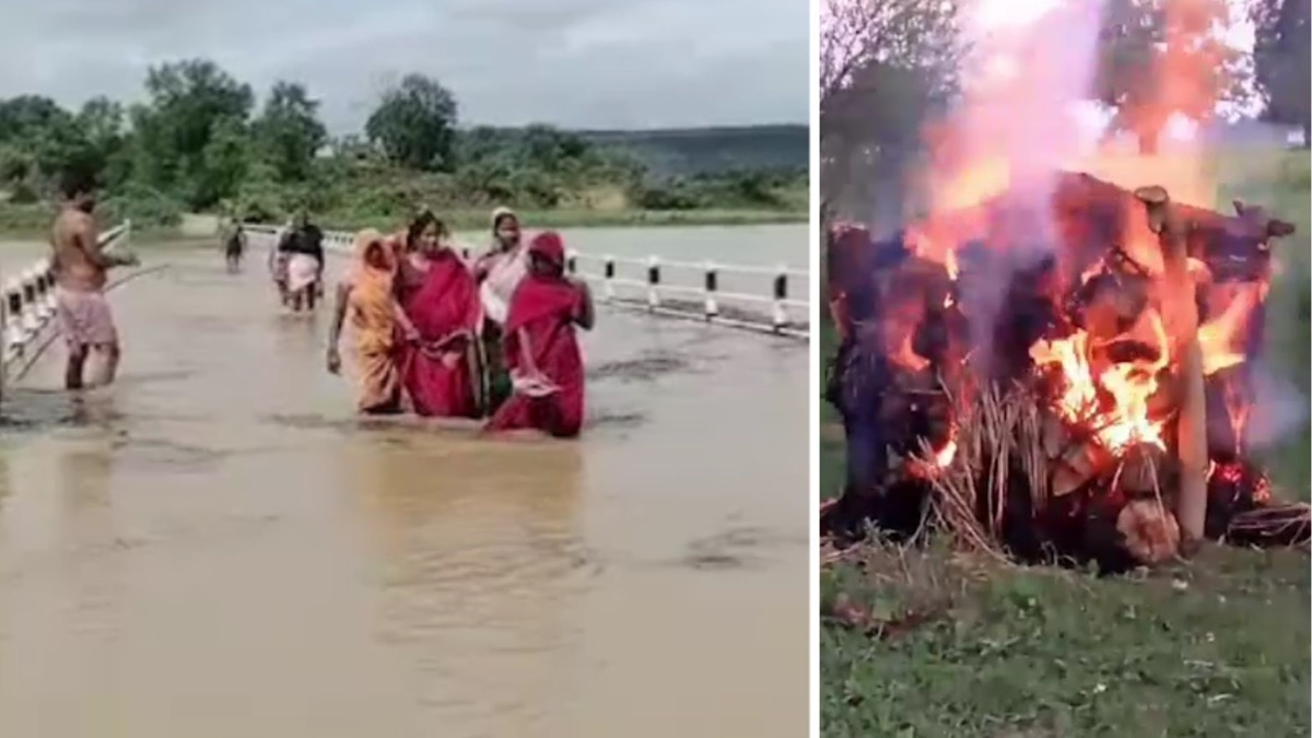 MP में बाढ़ग्रस्त पुल पर गर्भवती की मौत. (Photo: Screengrab)