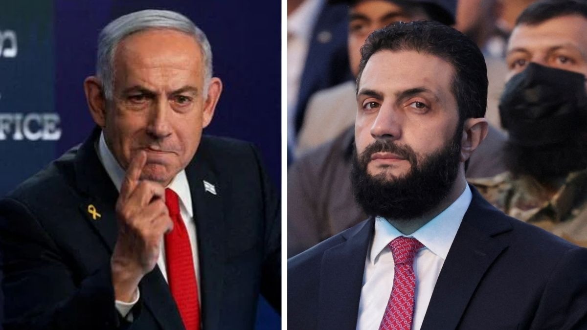 इजरायल के प्रधानमंत्री बेंजामिन नेतन्याहू और सीरिया के राष्ट्रपति अहमद अल-शरा (Photo- AP, Reuters)