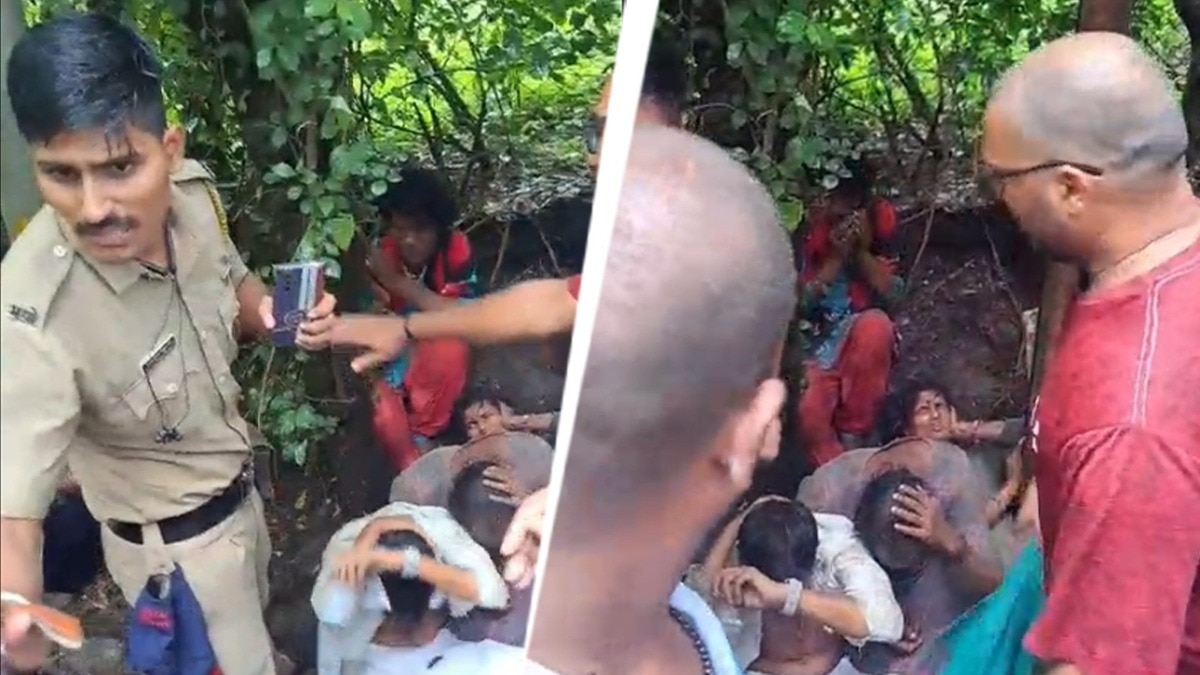 किन्नर के वेश में आए तीन बदमाशों की पिटाई (Photo: Screengrab)