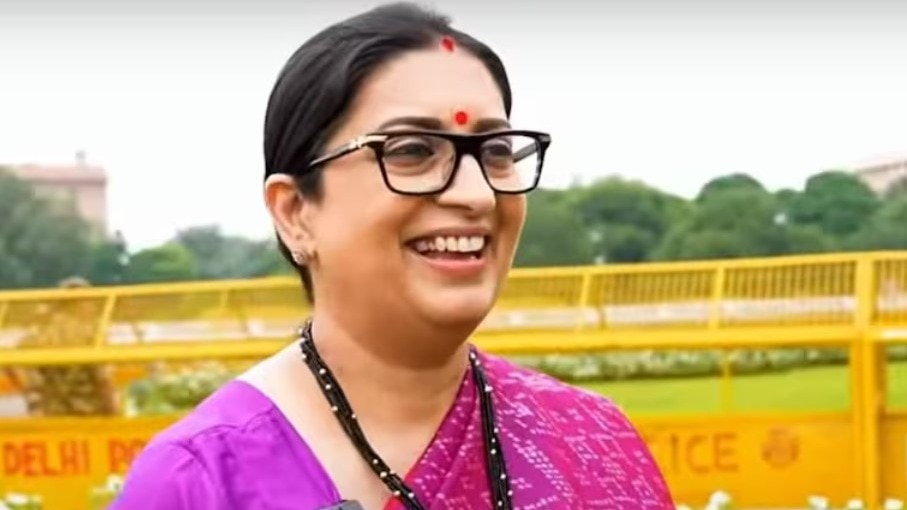 आजतक के साथ इंटरव्यू में स्मृति ईरानी का लुक