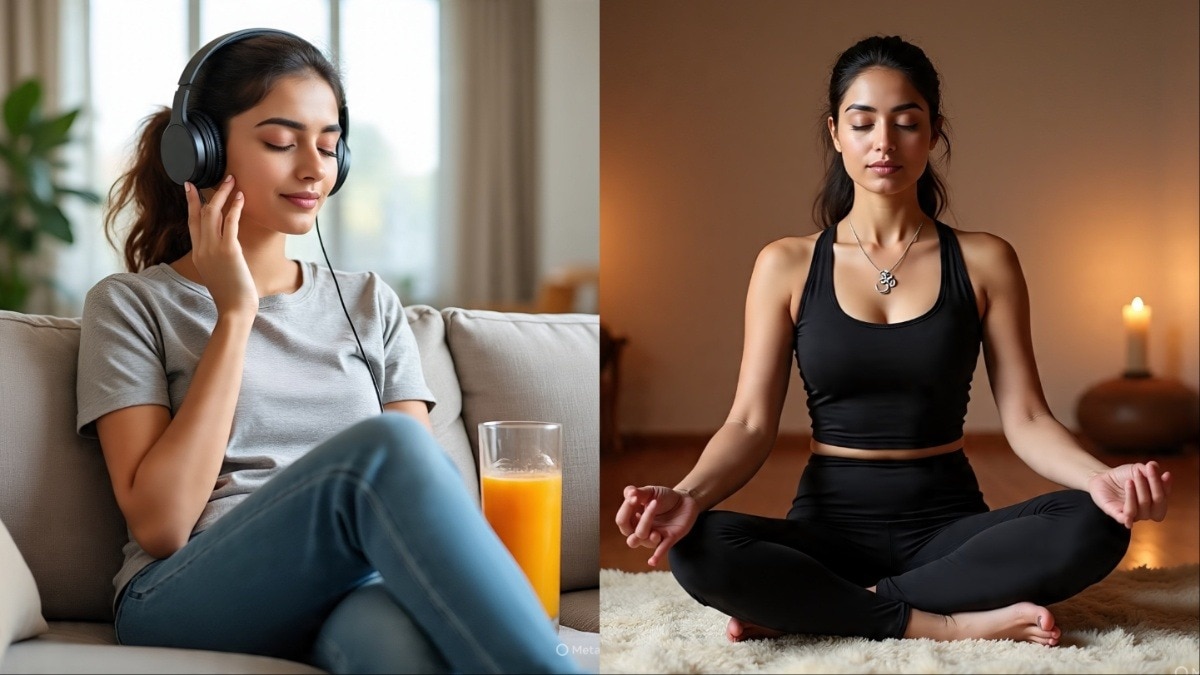 Relaxing women at home