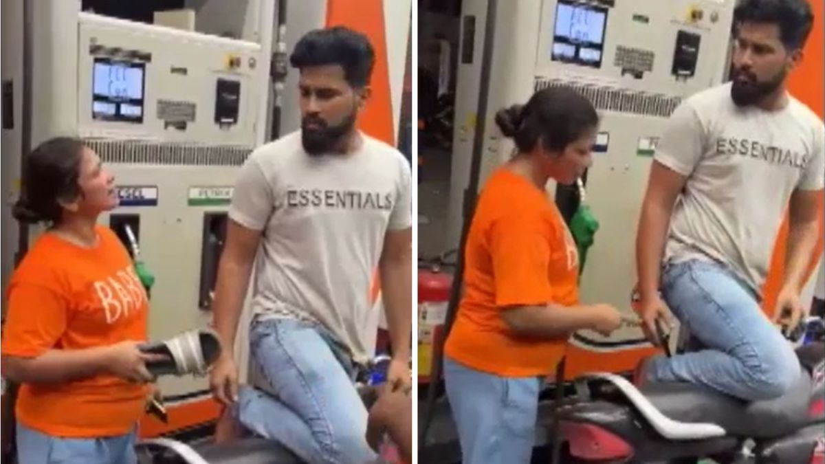 चप्पल लेकर महिला ने काटा हंगामा. (Photo: Screengrab)