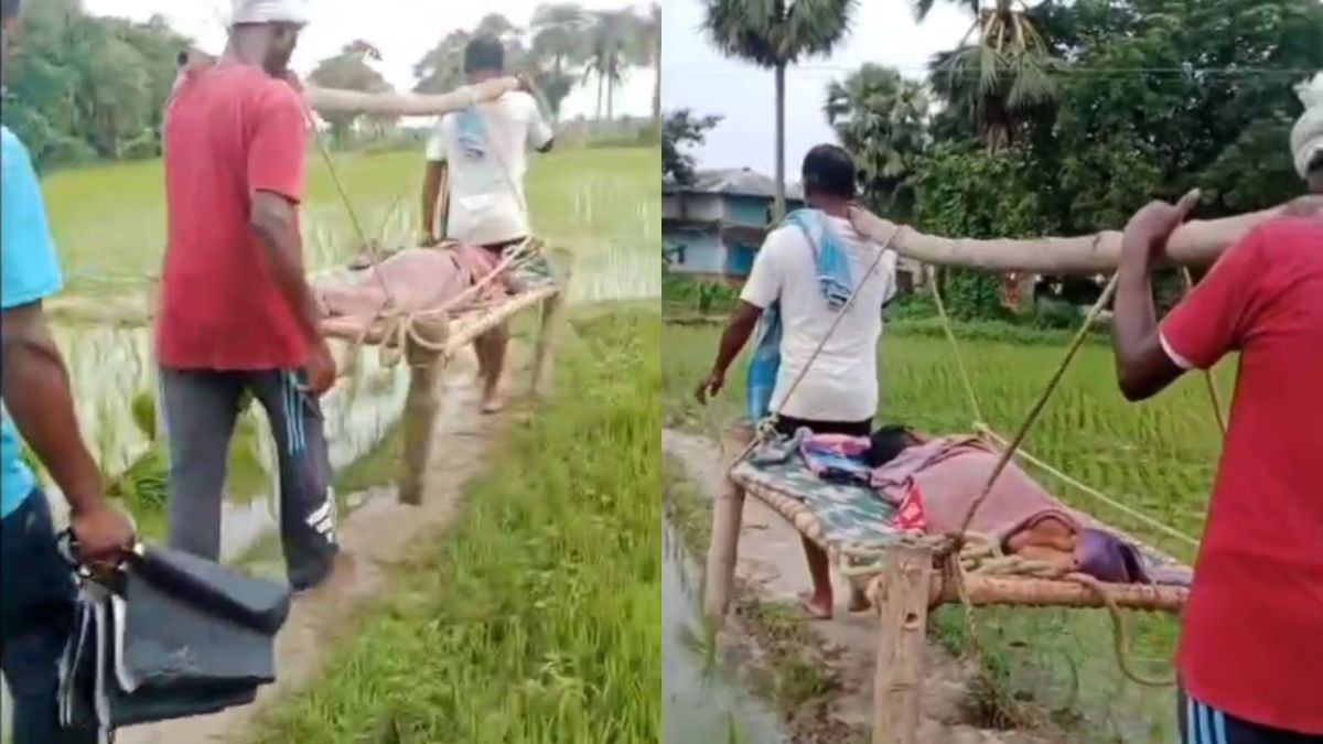 मरीज को चारपाई पर ले जाना पड़ता है अस्पताल. (Photo: Screengrab)