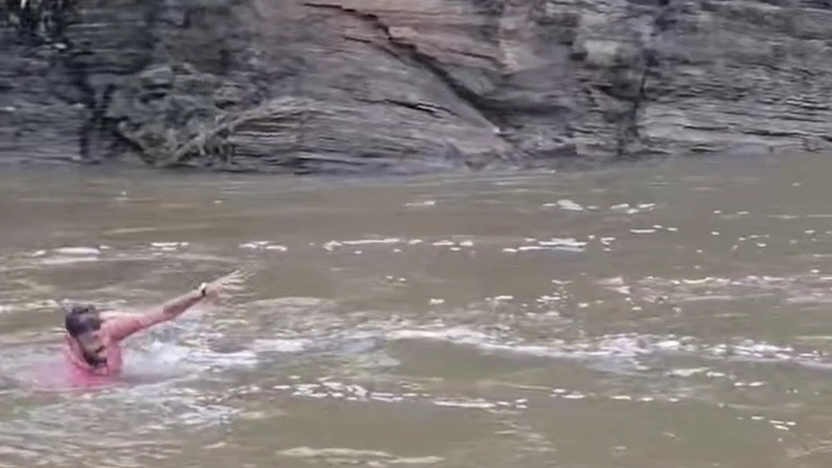 Man drowning in water