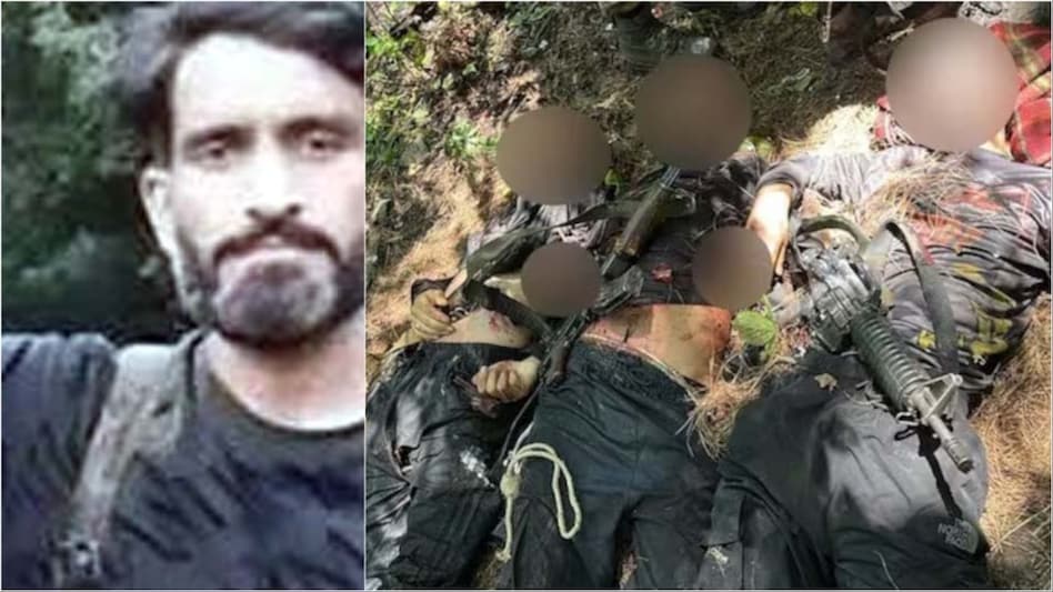 बाएं- हाशिम मूसा और मारे तीनों आतंकियों की फोटो. (Photo: ITG)