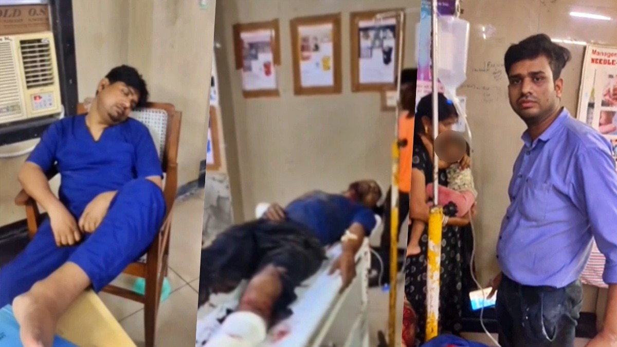 Injured patient lying in emergency ward and sleeping doctor (Photo- Screengrab)