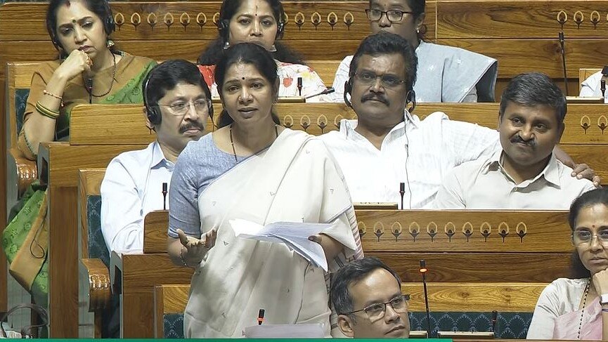 DMK MP Kanimozhi Karunanidhi in Lok sabha (Photo: Screengrab)