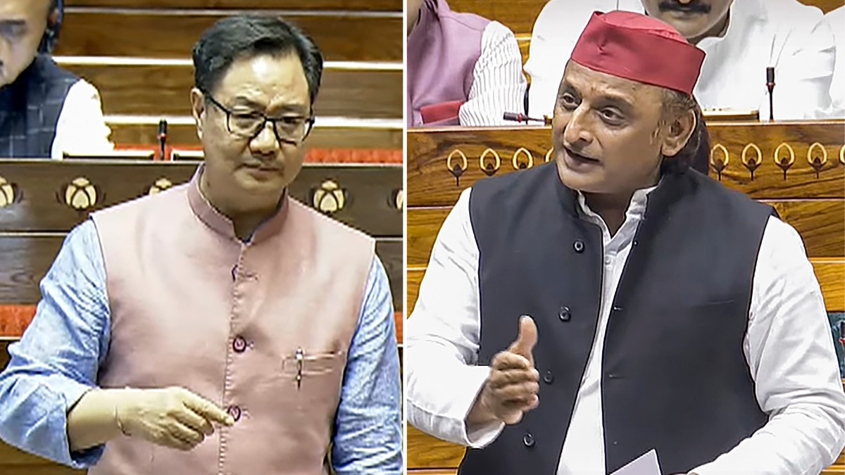 किरेन रिजिजू ने लोकसभा में अखिलेश यादव के सवाल का दिया जवाब (Photo: Sansad TV via PTI)