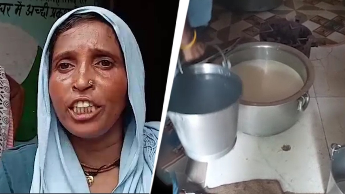 Water is being mixed in the mid day meal milk