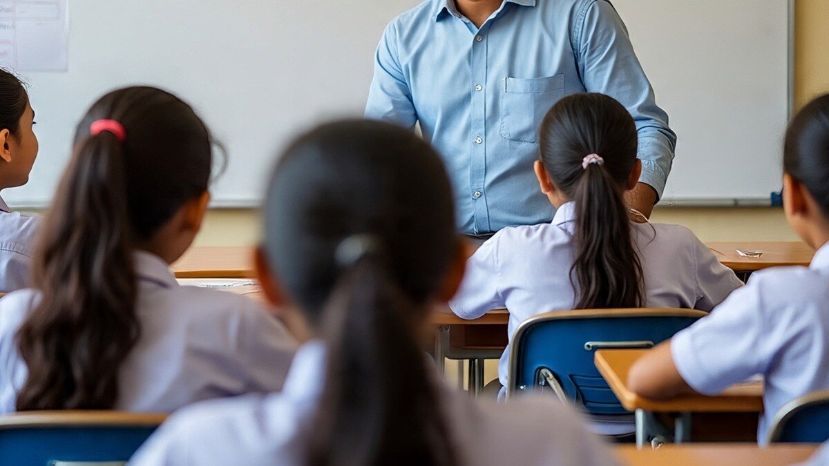 teacher teaching girls