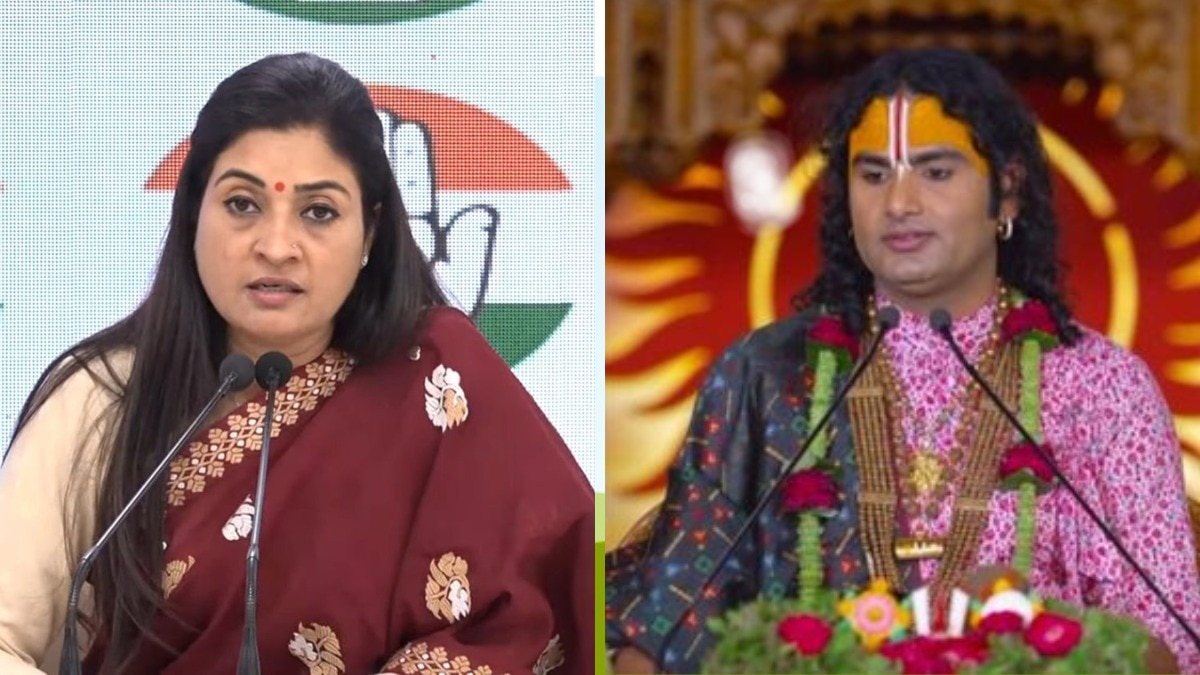 Congress Mahila Morcha President Alka Lamba and storyteller Aniruddhacharya