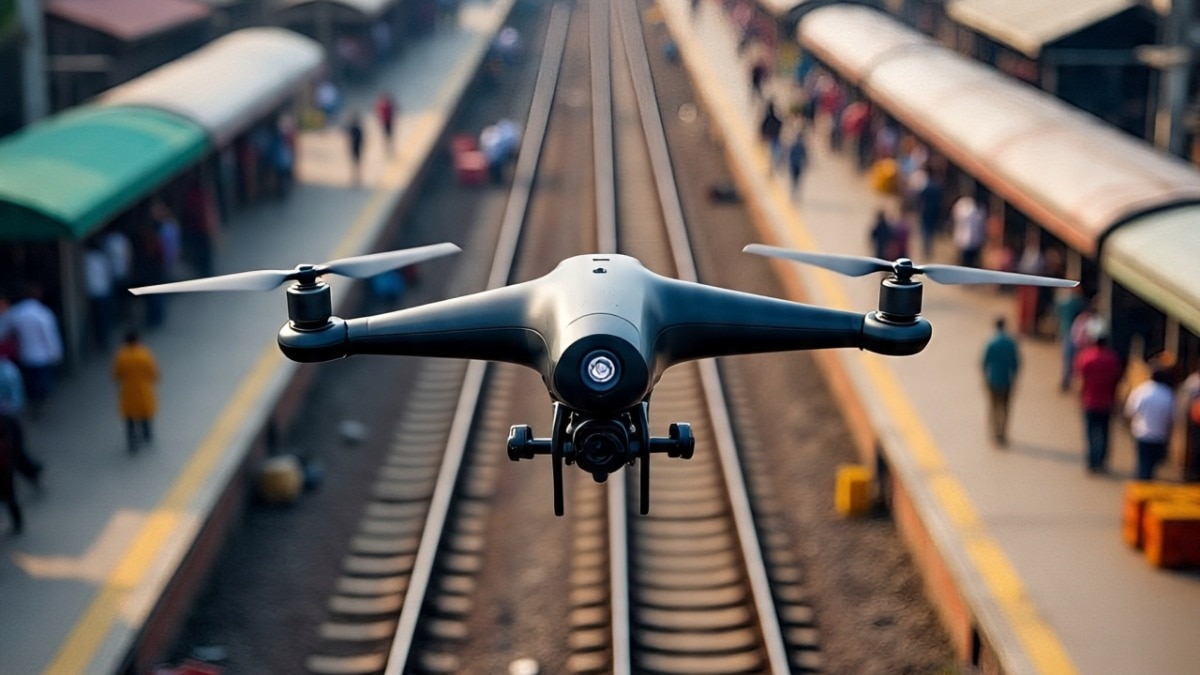 Drone crashes on Varanasi railway station platform (Photo: AI-generated)
