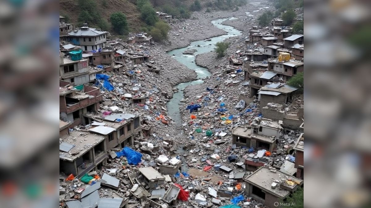 उत्तराखंड के धराली में अब चारों तरफ तबाही के मंजर हैं (Photo: AI-generated)