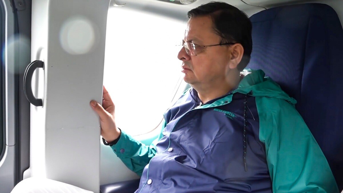 उत्तराखंड सीएम धामी ने धराली का हवाई दौरा किया (फोटो- PTI)