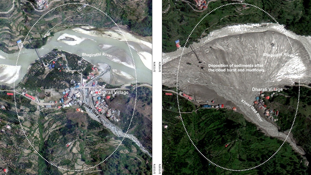 dharali uttarkashi isro satellite image