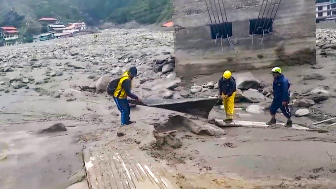 SDRF personnel conduct salvage operations in flood-hit Dharali of Uttarkashi district, in Uttarakhand (PTI File Photo)