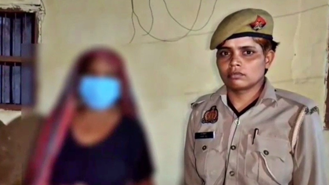 Murder accused mother in custody of Bijnor police (photo- screengrab)