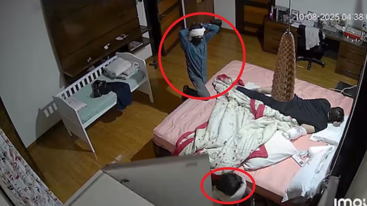 रिटायर्ड जज के घर में घुसे लुटेरे. (Photo: Screengrab)