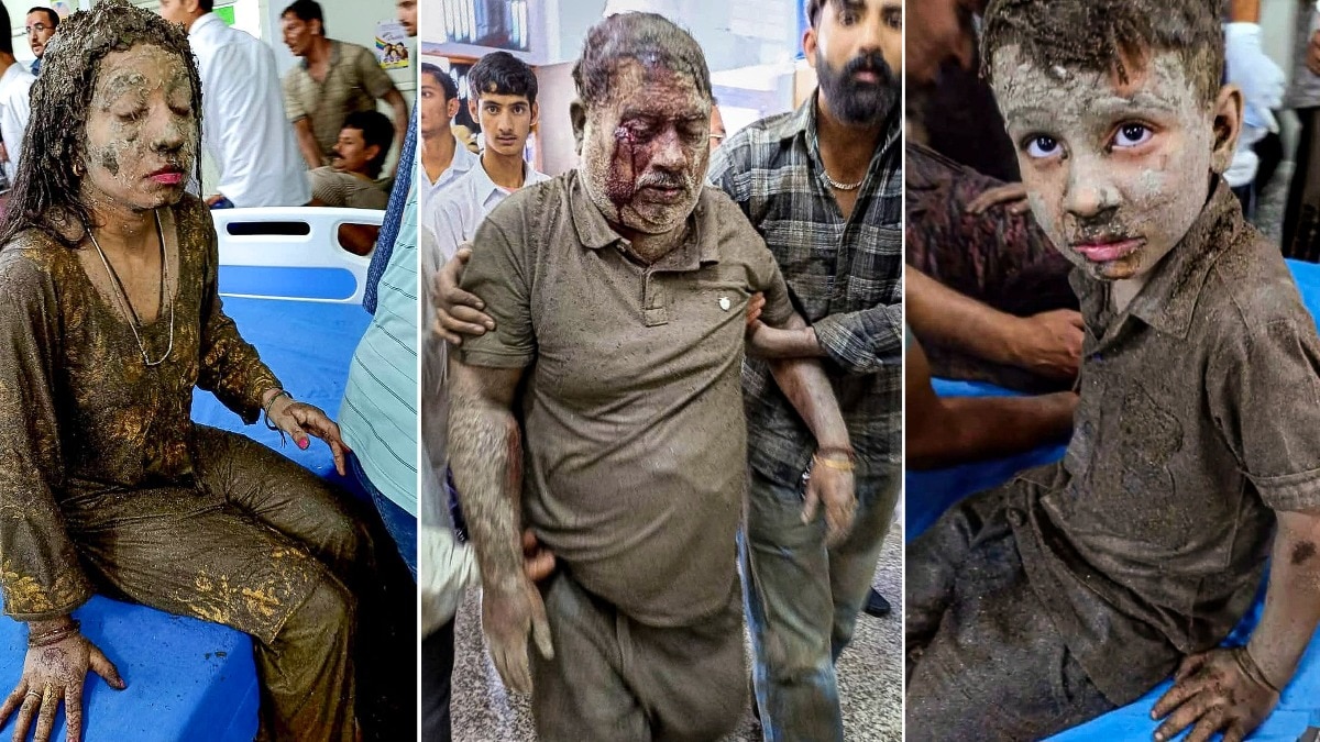 Kishtwar: This combo image shows injured persons including a six-year old child, right, being treated at a hospital at Atholi, after their rescue following a cloudburst, in Kishtwar district, Jammu and Kashmir, Thursday